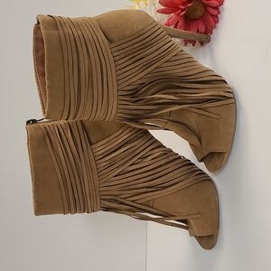 Charlotte Russe heeled fringe boots